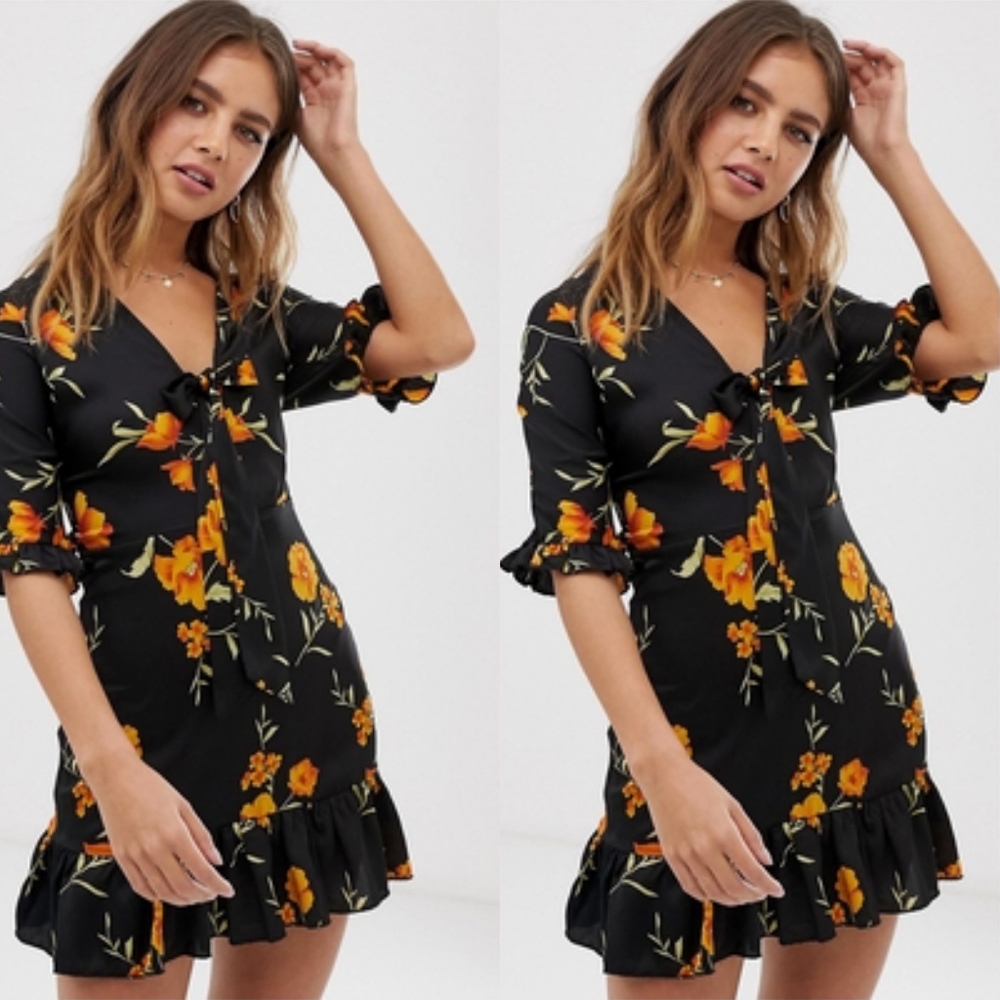 Parisienne Black Floral Dress Sz. 6
